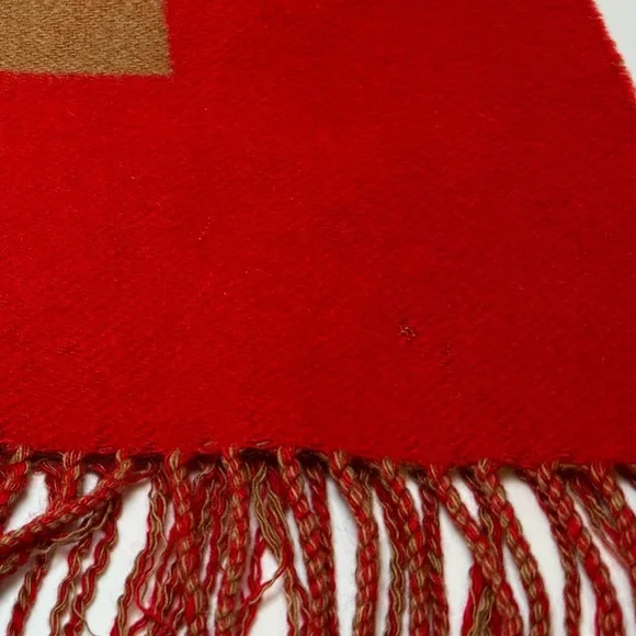 SOLD Louis Vuitton Red & Camel Double Sided 100% Cashmere Winter Scarf Luxury - Picture 15 of 15
